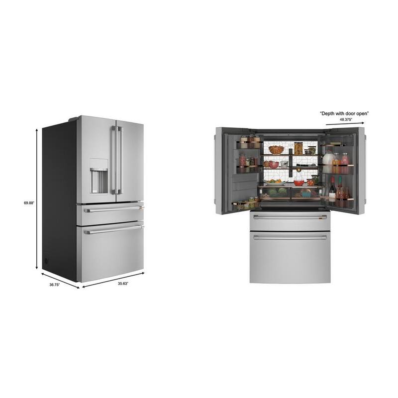 4 Door French Door Refrigerator with Convertible Middle Drawer Stainless Steel J878