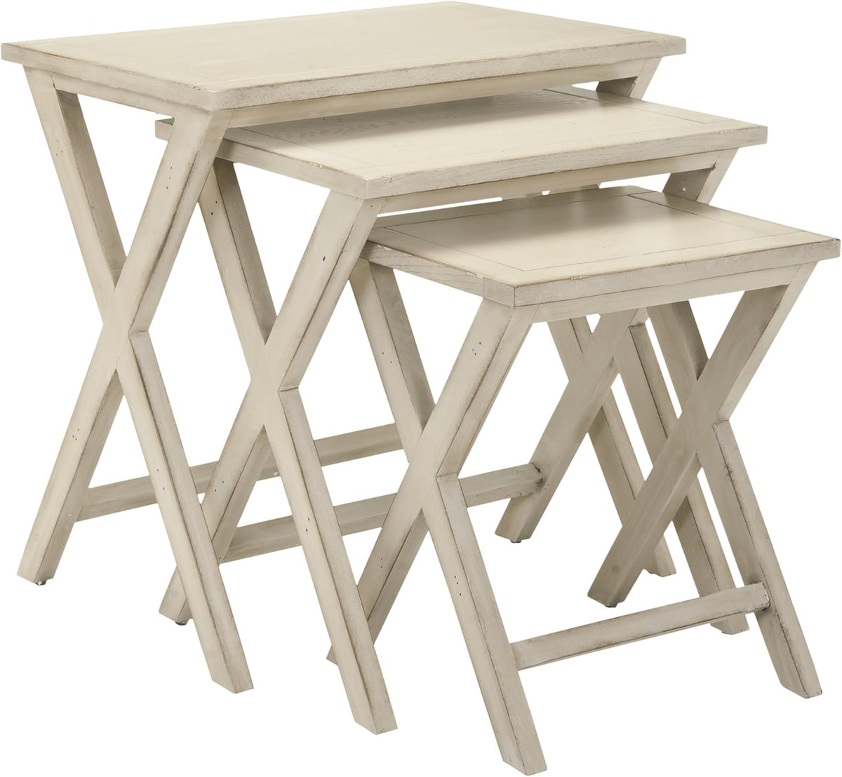 Antiqued White Stacking Tray Tables C923175