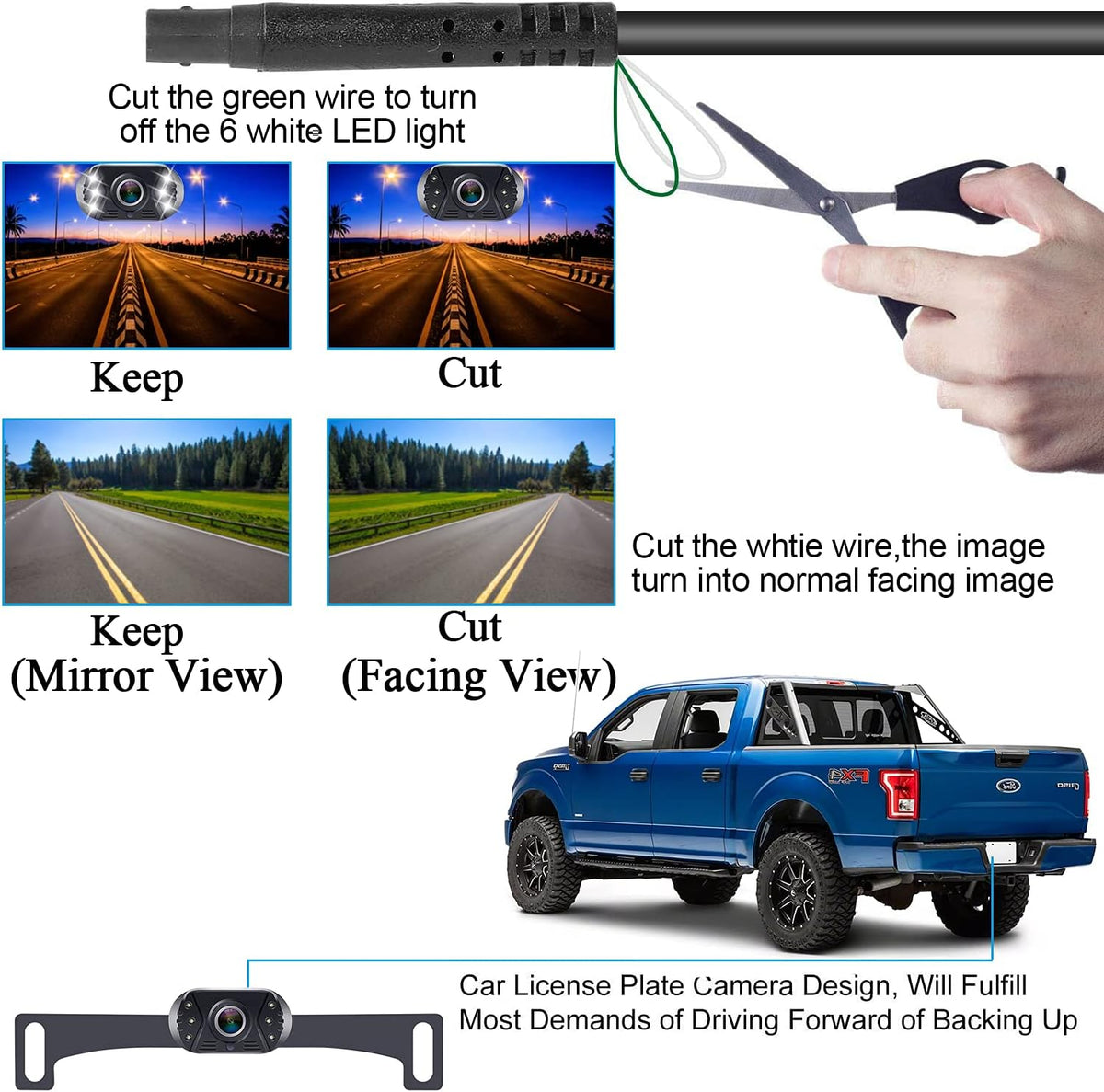 Backup Camera Rear View Monitor Kit HD 1080P Waterproof Night Vision Pack of 2 B923