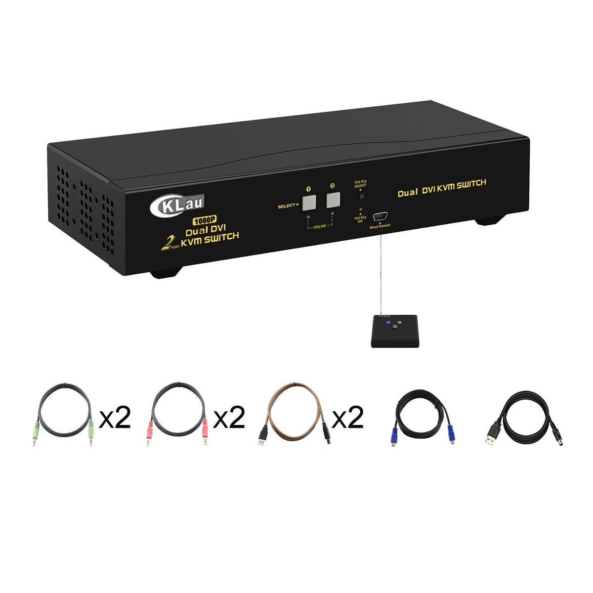 4K@60Hz 2 Port Dual Monitor KVM Switch with Audio, USB 2.0 Hub and Cables N861021