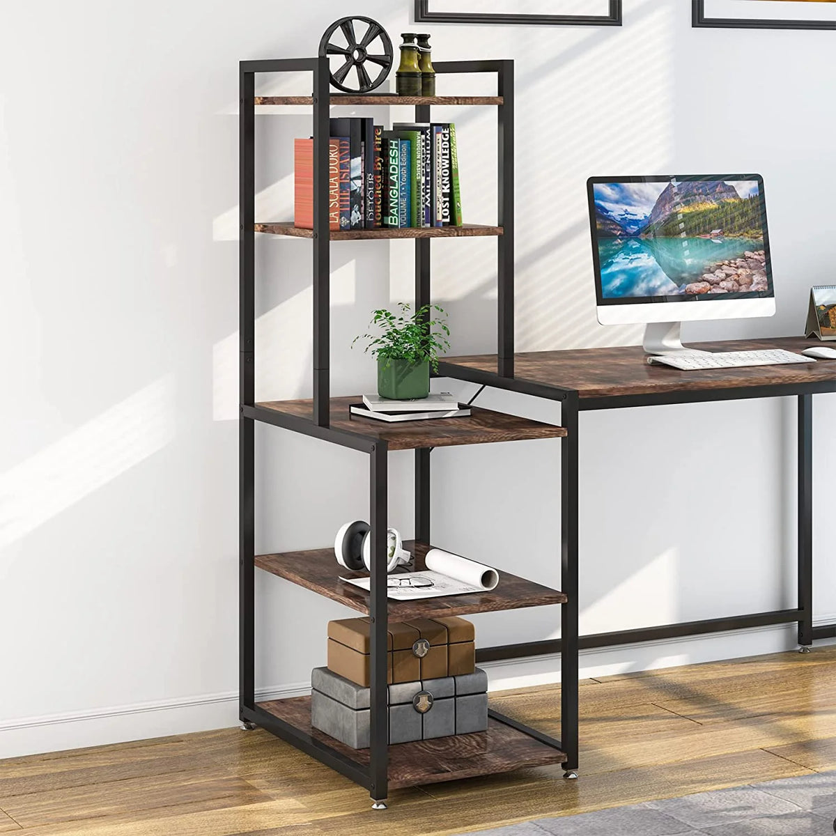 79 Inch Reversible L-Shaped Corner Desk with Shelves L40659