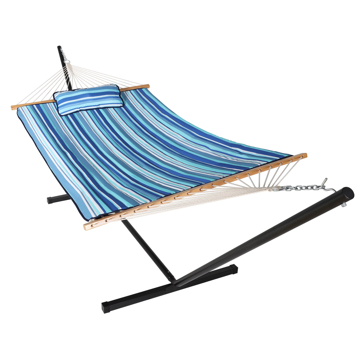 2-Person Hanging Hammock with Steel Stand and Cotton Pad P8645