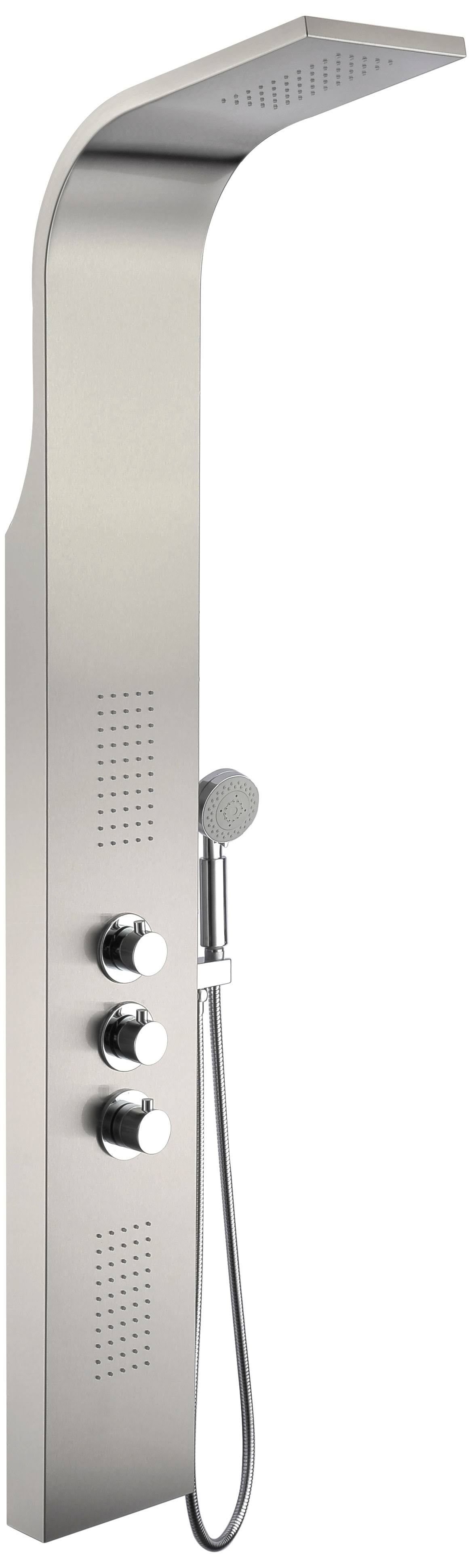 Brushed Stainless Steel 2-Jetted Shower Panel with Heavy Rain Shower and Spray Wand I7066