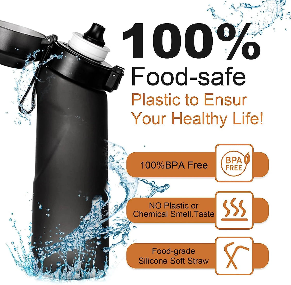 650ML Black Water Bottle with 7 Flavour Pods U37230