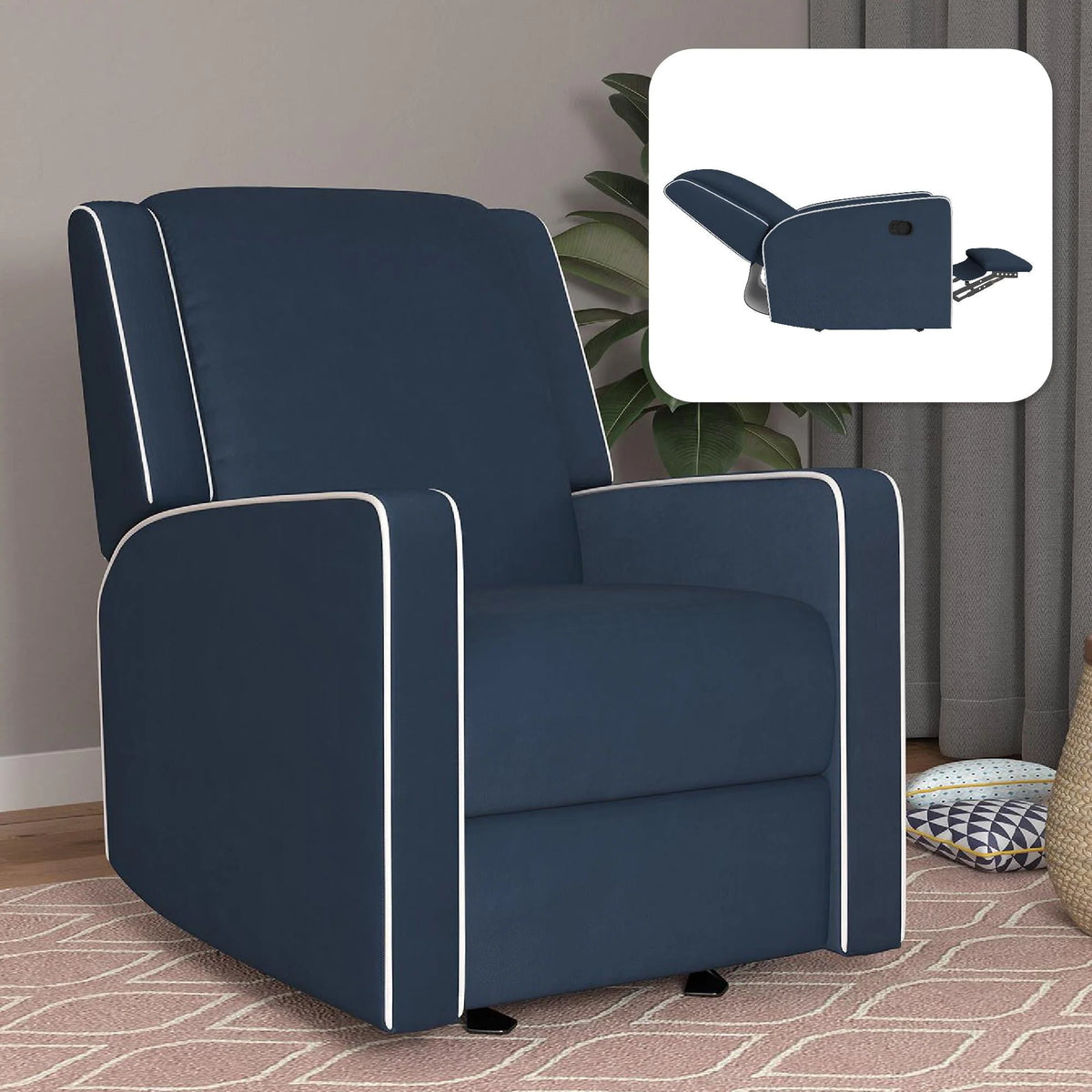 Beige Linen Nursery Rocker Recliner Q689397