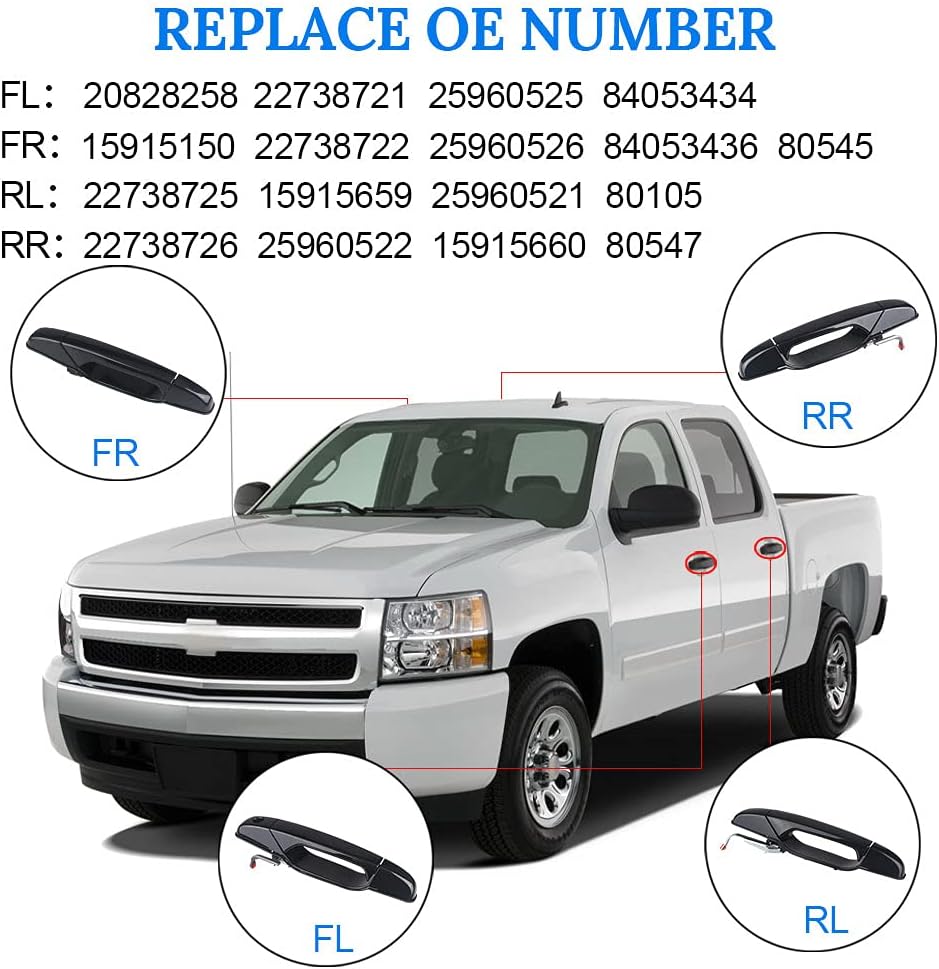 4Pcs Exterior Door Handle for Pickup SUV 2007-2013 C313403