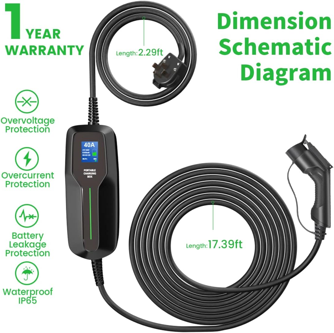 Portable Level 2 EV Charging Cable with 20ft Cord K316408