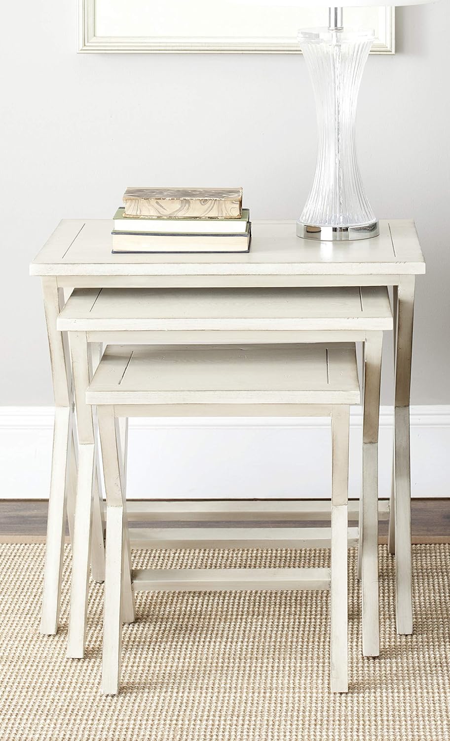 Antiqued White Stacking Tray Tables C923175